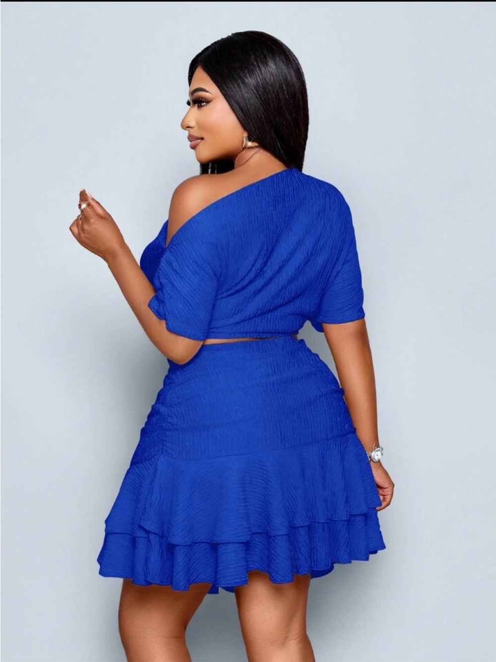 Blue Ruffled Mini Skirt Set - Picture 2 of 2